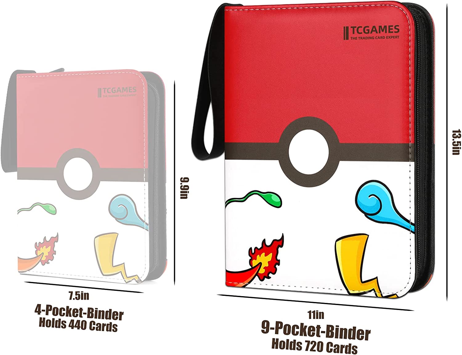 Tcgames Card Binder 4-Pocket, 440 Pockets Card Holder with 55 Sleeves Red - Image 2
